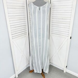 Natural Impressions Striped Muslin Swim Cover Maxi Dress White Medium